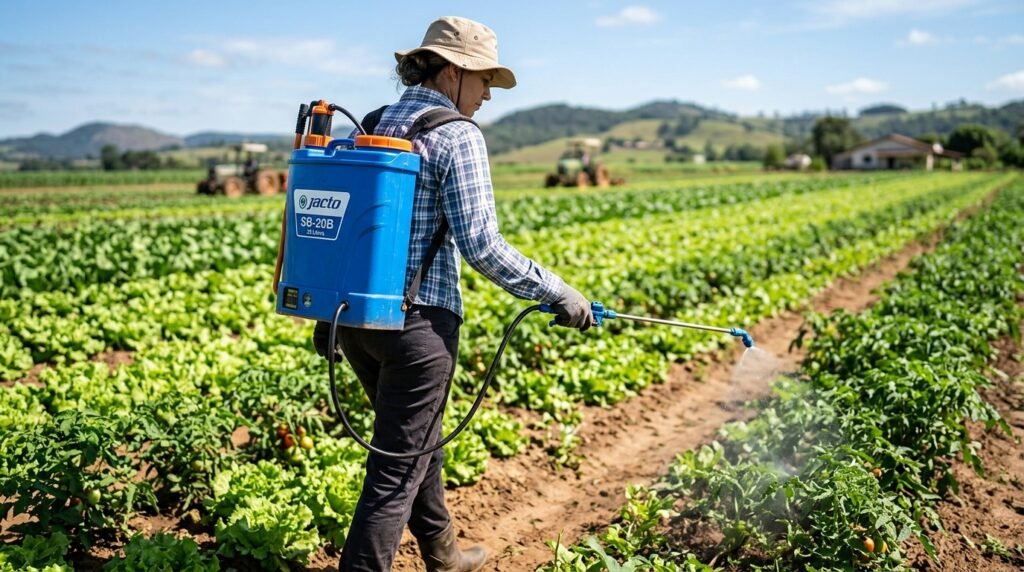 Pulverizador Elétrico Jacto Agrícola Para Plantações Lavouras Hortas Costal Bateria Sb-20b 20 Litros