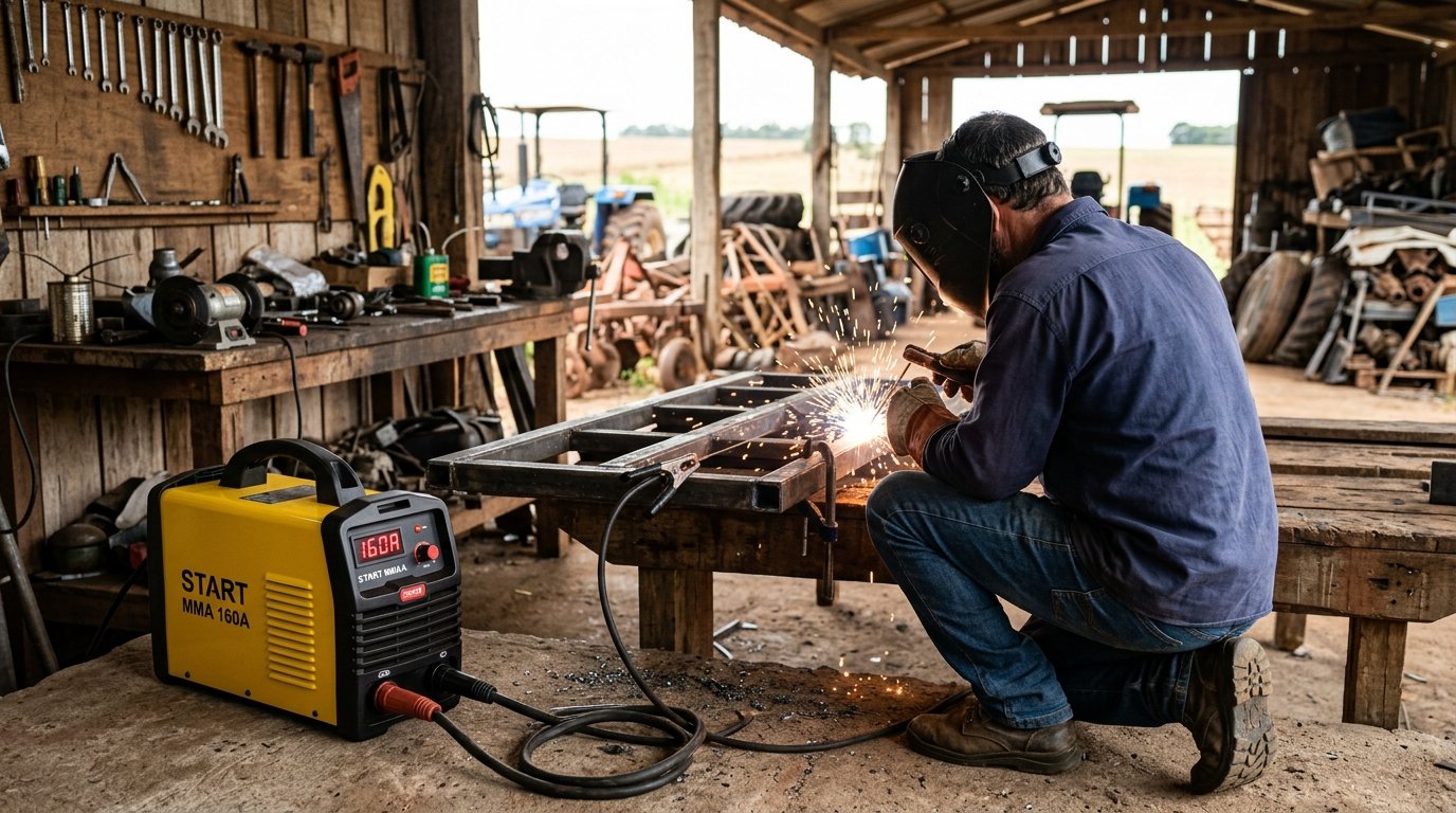 Máquina De Solda Inversora Mig 160A 3 Em 1 Tig Lift Start Com Máscara E Esquadros 12kg